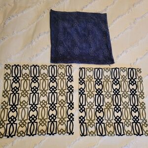 Deco Lattice Embroidered Pattern Pillow Covers, NAVY, GREY, CREAM set of 3
